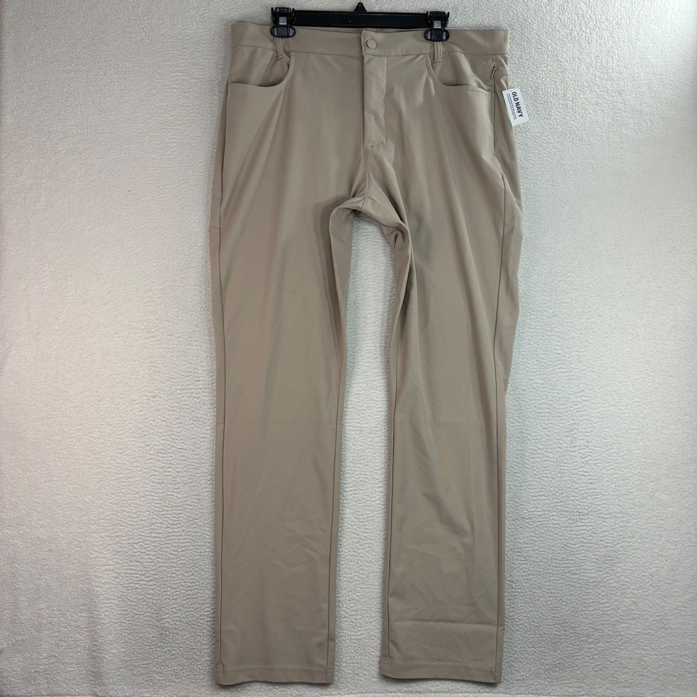 Old Navy Hybrid Pants Mens 36x32 Tan Performance Stretch Chino Golf Active NWT
